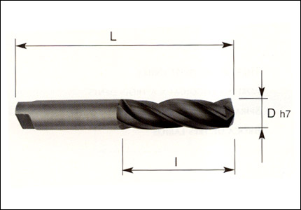Three flutes stub drill HM, type H