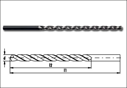 HSS extra length drill, DIN 1869, H XT helix