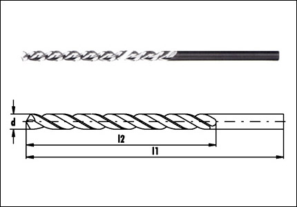 Extra length drill HSS, length mm 800, type FN