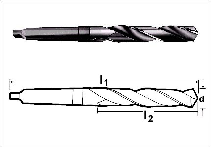 HSS long taper shank drill, DIN 345, Std. helix