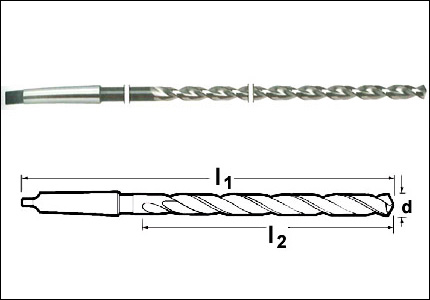 HSS long 2 taper shank drill, DIN 1870, XT H helix