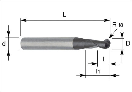 HM high speed cutter with ball nose, coated