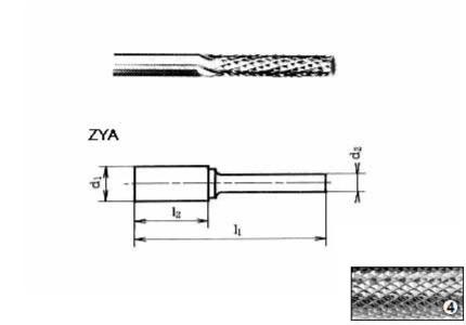 Fresa rotativa ZYA, HM, gambo mm 6, taglio 4