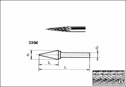 HM burr SKM, shaft mm 3, cut 6
