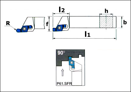 P61.SFR toolholder for external grooving and cutting-off