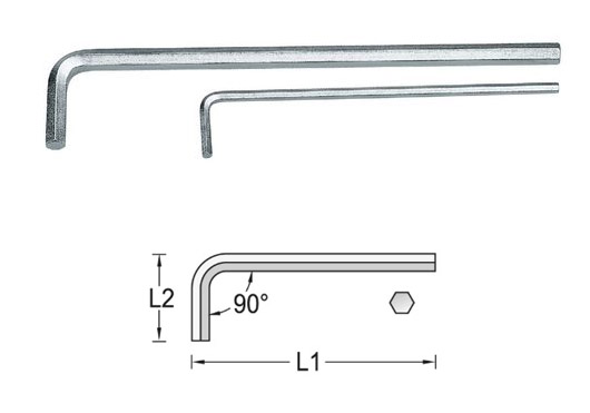 Allen head L-wrench, extra long