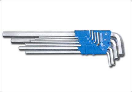 Set of 8 hexagonal Allen L-wrenches, extra long