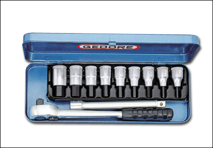 Set of 9 screwdriver sockets and 2 accessories 1/2