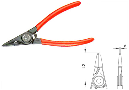 External circlip pliers, straight tips