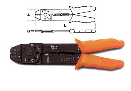 Pliers for cable terminals and wire stripper