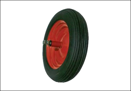 Semi-pneumatic wheel for wheelbarrows