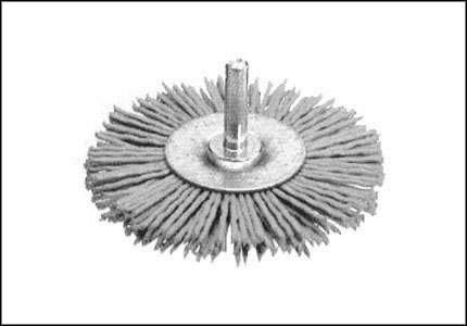 Circular brush with shaft with abrasive nylon wire
