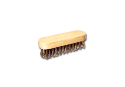 Wooden hand brush for leather with brass wire