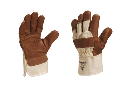 Bovine grain leather glove with cotton cloth