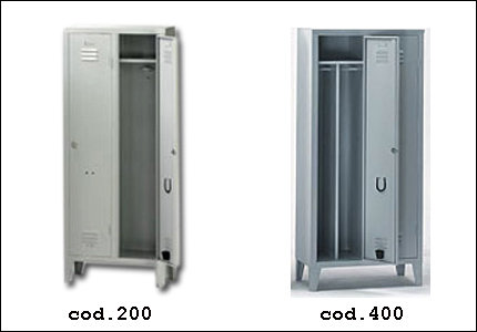 Steel clothes-locker with 2 partitions