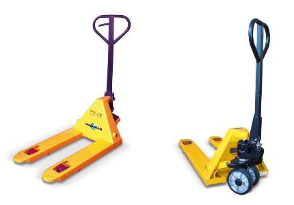 Hand pallet truck with short forks