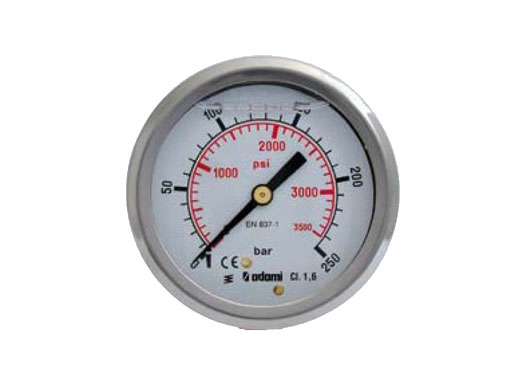 Glycerine pressure gauge with rear connection