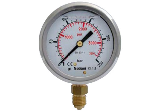 Glycerine pressure gauge with radial connection