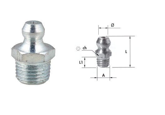 Hydraulic grease nipple with spherical head