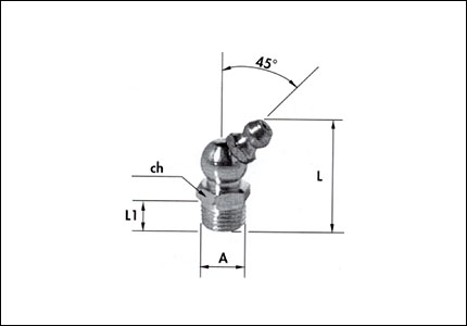 Hydraulic grease nipple with spherical head 45°