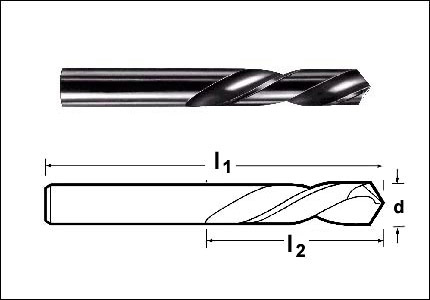 Stub drill left hand HSS DIN 1897, type N, steamed