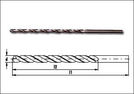 Punta extralunga HSS DIN 1869, tipo N, vaporizzata