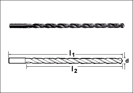 Extra length drill HSS, BS 328, type N, steamed