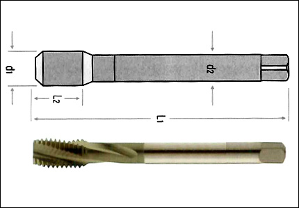 Tap M, short chamfer, helix 15°, DIN 376