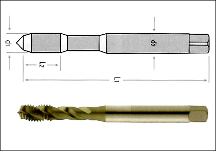 Tap M, short chamfer, helix 45°, for aluminium, DIN 371