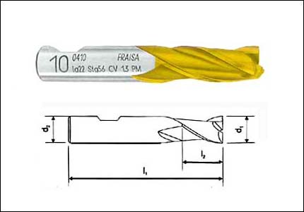 Fresa a 3 taglienti, HSS-Co PM, rivestita