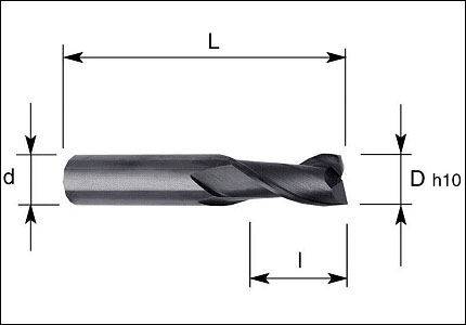 HM cutter with 2 cutting edges