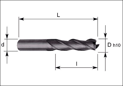 HM cutter with 3 cutting edges