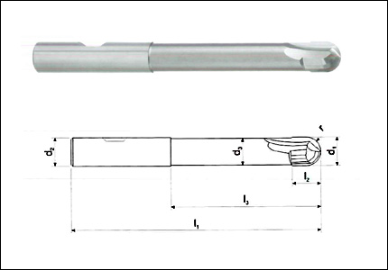 HM high speed cutter with ball nose, TiAlCN coated