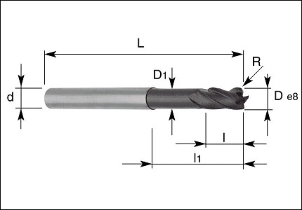 HM high speed cutter with radius, coated