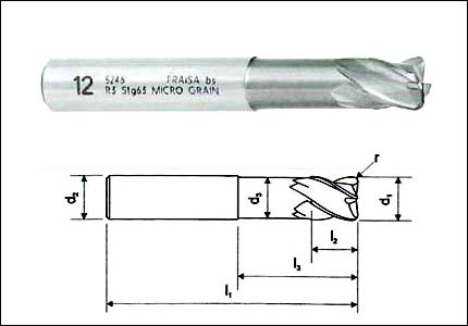 HM high speed cutter with radius, TiAlN coated