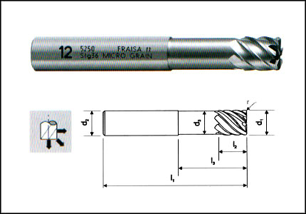 HM high speed cutter with radius, TiAlN coated