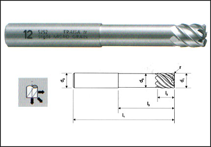 HM high speed cutter with radius, TiAlN coated