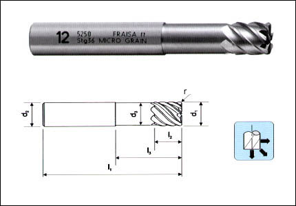 HM high speed cutter with radius, TiAlCN coated