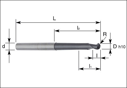 HM high speed cutter with ball nose, coated