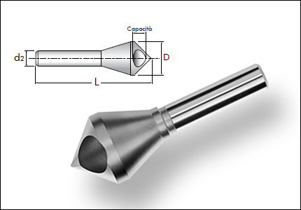 HSS-Co deburring cutter 90° with hole