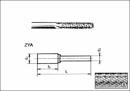 Fresa rotativa ZYA, HM, gambo mm 3, taglio 6