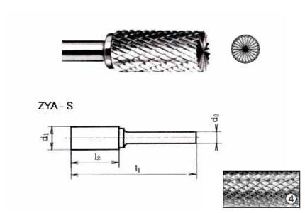 Fresa rotativa ZYA-S, HM, gambo mm 6, taglio 4