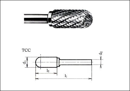 Fresa rotativa TCC, HM, gambo mm 8, taglio 13