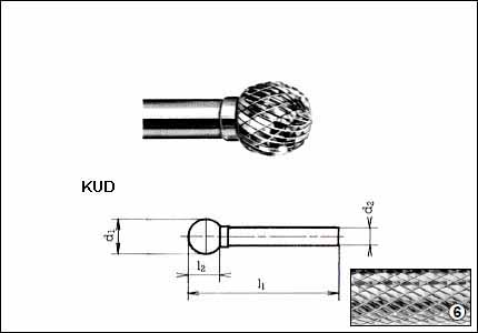 HM burr KUD, shaft mm 3, cut 6