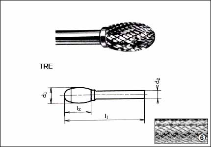 HM burr TRE, shaf mm 6, cut 6