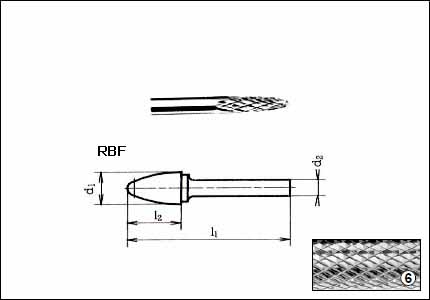 HM burr RBF, shaft mm 3, cut 6
