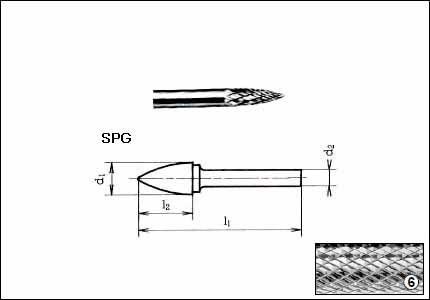 Fresa rotativa SPG, HM, gambo mm 3, taglio 6