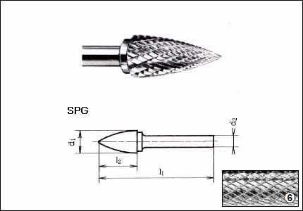 Fresa rotativa ogivale con punta SPG, HM, g6