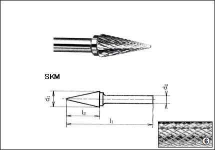 Fresa rotativa SKM, HM, gambo mm 6, taglio 6