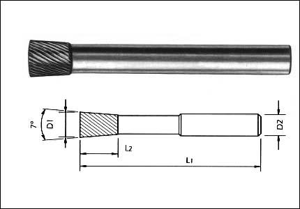 Fresa rotativa tronco-conica per rettifica interna, HM